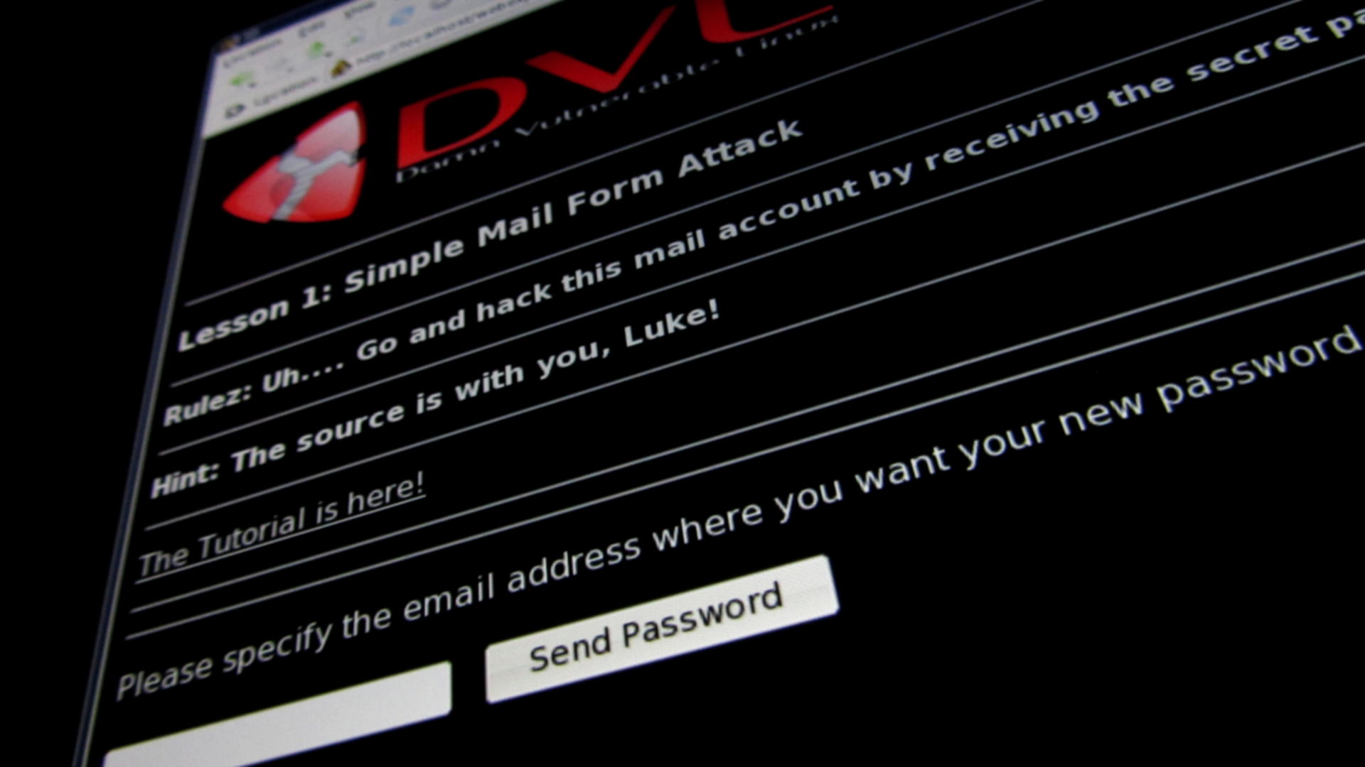 Damn Vulnerable Linux (DVL) mail form attack tutorial